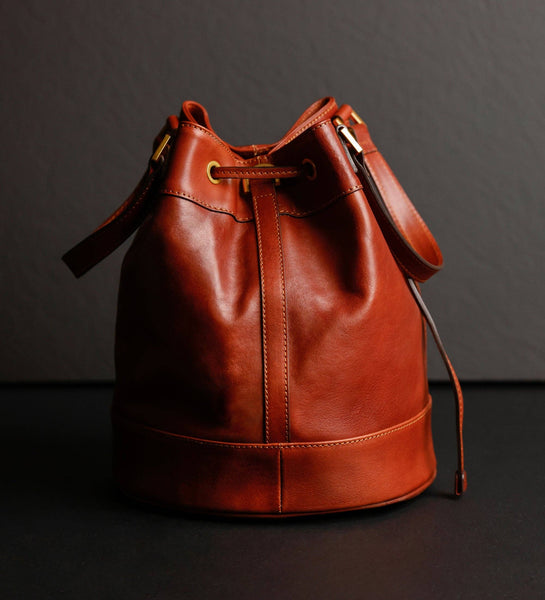 Leather Bucket Bag in Brown for Women - Light In August