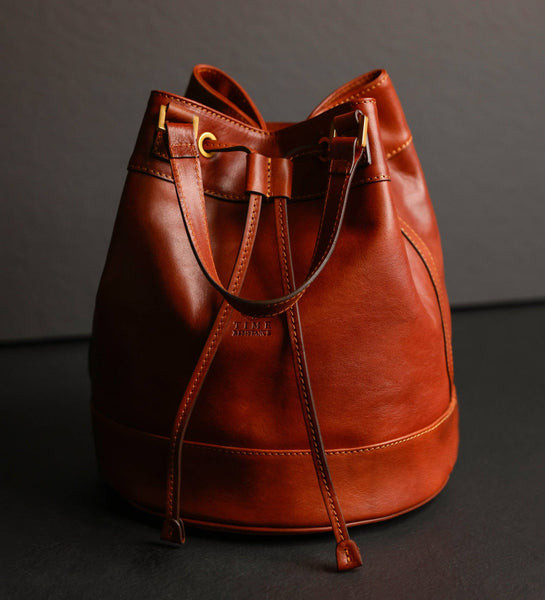 Leather Bucket Bag in Brown for Women - Light In August