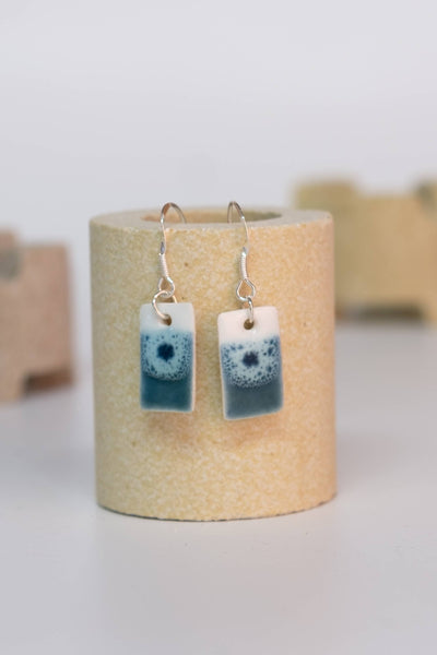 Seaside Green/White (Medium rectangle drop) by Clare Butler