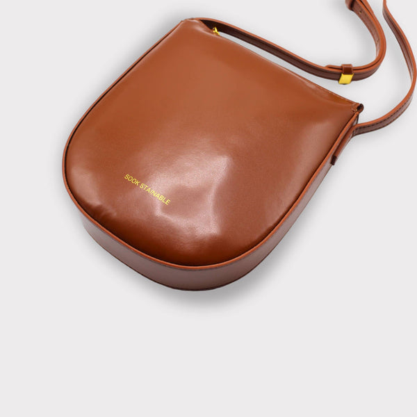 Eva - Apple Skin Sustainable Leather Strap Crossbody Bag Brown