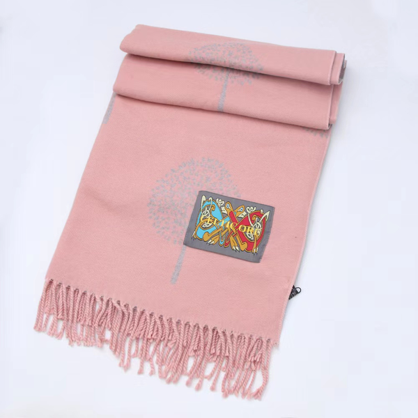 Large Double Sided Pink & Grey  Tree Scarf 60cm x 190cm