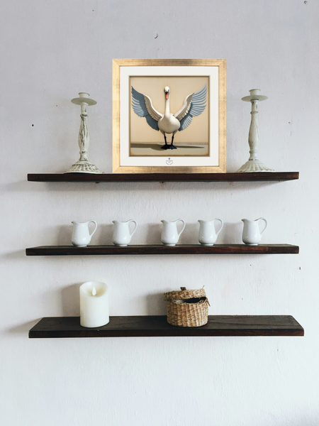 Swan Framed Print (with antique ribbon and gold nail  for hanging) by Odalisque Paris