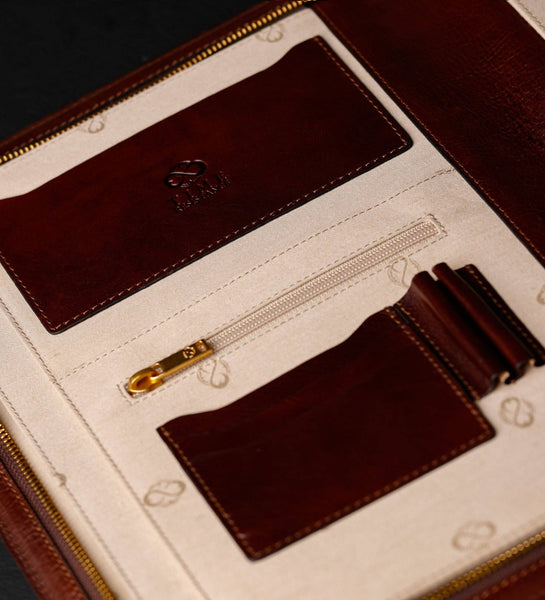 Leather A4 Documents Folder Organizer - Candide in Cognac