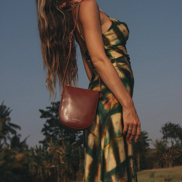 Eva - Apple Skin Sustainable Leather Strap Crossbody Bag Brown