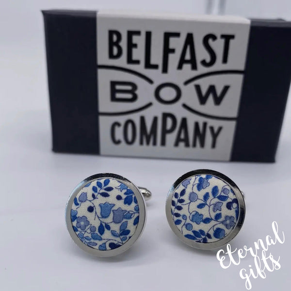 Liberty of London Cufflinks in Navy Ditsy Floral Belfast Bow Company