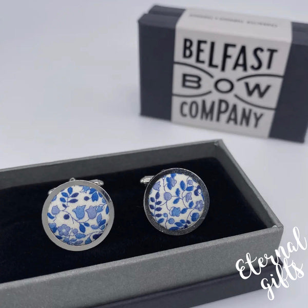 Liberty of London Cufflinks in Navy Ditsy Floral Belfast Bow Company