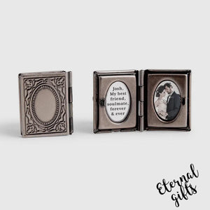 Vintage Book Locket Cufflinks - Antique Silver