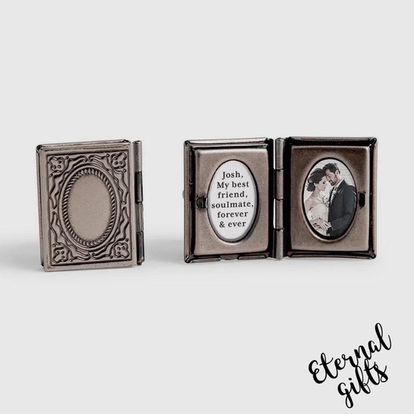 Vintage Book Locket Cufflinks - Antique Silver