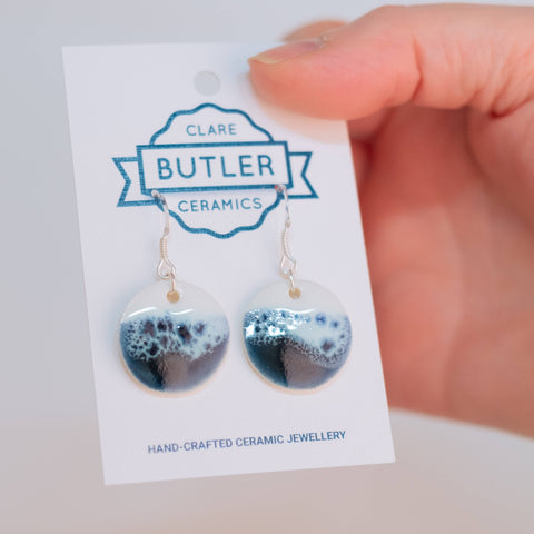 Seaside Blue/White (medium round drop) by Clare Butler