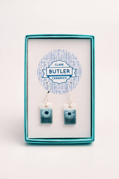Seaside Green/White (Medium rectangle drop) by Clare Butler
