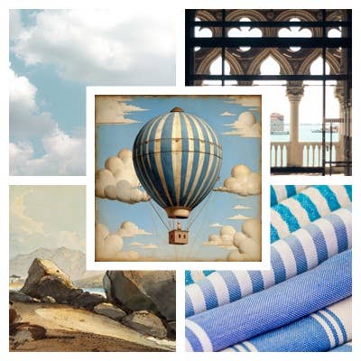 The Hot Air Balloon Framed 20cm X 20cm by Odalisque Paris