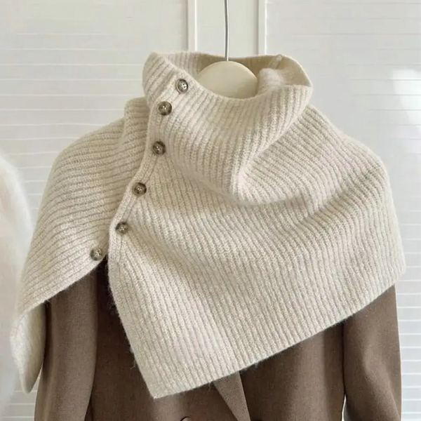 5 Buttoned collar Shawl in Beige