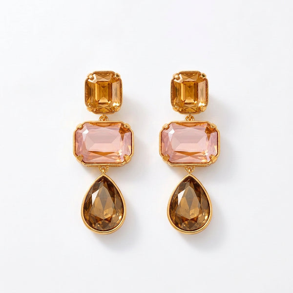 Statement Long Earrings in Topaz by Absolute Jewellery