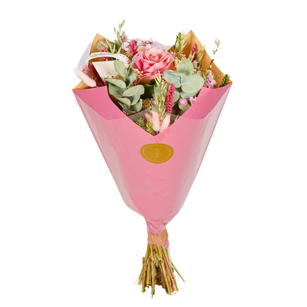Medium Size Romantic Bouquet Silk and Wildflower- Pink Rose Artificial