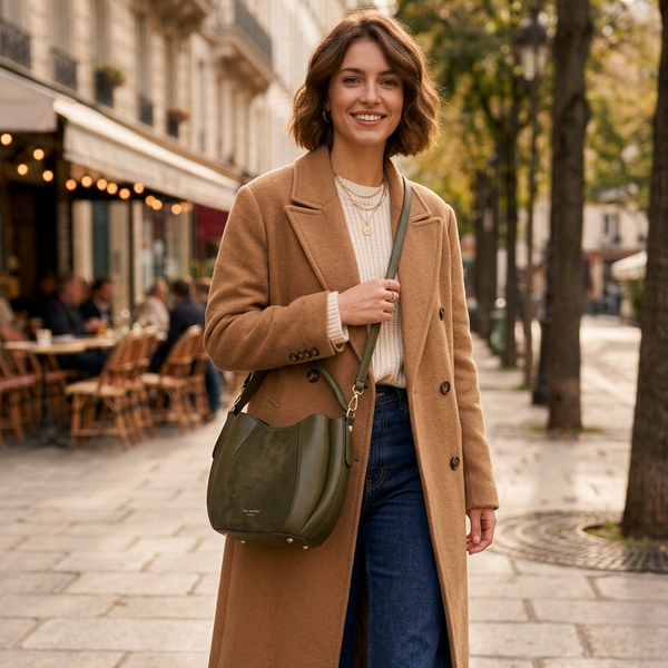 La Cléone Women's handbag with shoulder strap in Dark Green