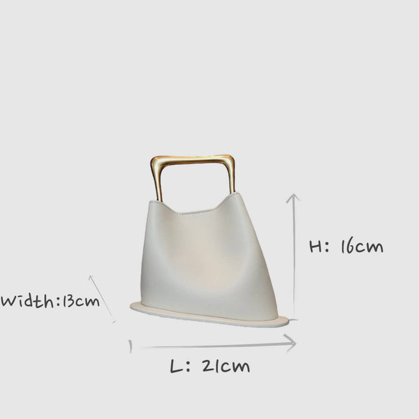 Geometric Artistic Design Metal Handle Leather Bag in Black or White by Sook Stainable