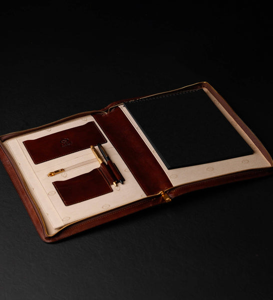 Leather A4 Documents Folder Organizer - Candide in Cognac
