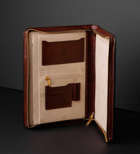 Leather A4 Documents Folder Organizer - Candide in Cognac