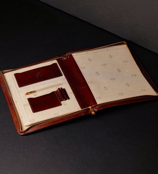 Leather A4 Documents Folder Organizer - Candide in Cognac