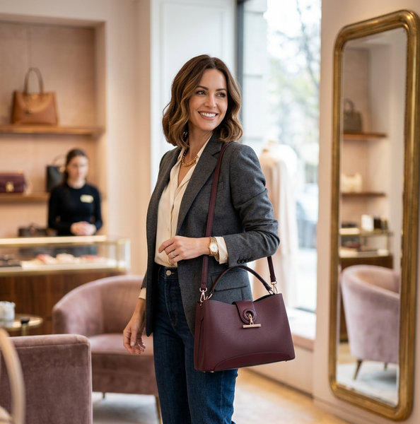 La Célénie Handbag by Gallantry Paris in Burdundy