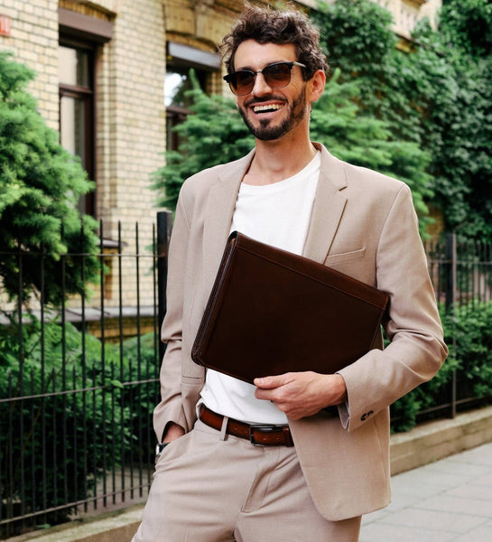 Leather A4 Documents Folder Organizer - Candide in Cognac