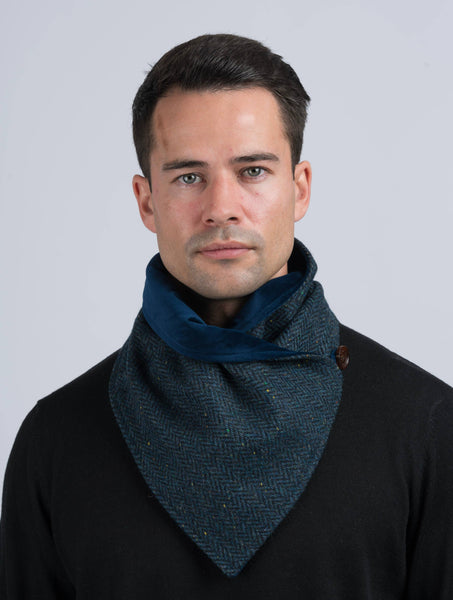 Blue Herringbone Tweed Snood by Celtic Tweed