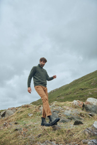 Belleek Troyer Mens Sweater Aran Woolen Mills  -Green Large