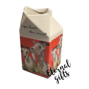 Did you hear the news (Goat) Carton Jug by Shannonbridge Pottery