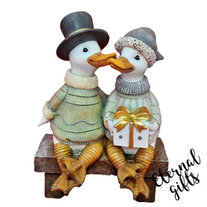Ceramic Romantic Quacker's On Their Bench