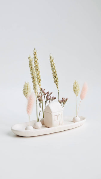 Little house in the forest Ceramic and Wildflowers  by Poca Ceramics