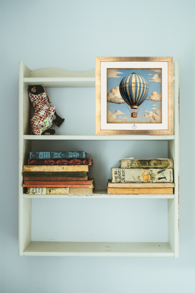 The Hot Air Balloon Framed 20cm X 20cm by Odalisque Paris