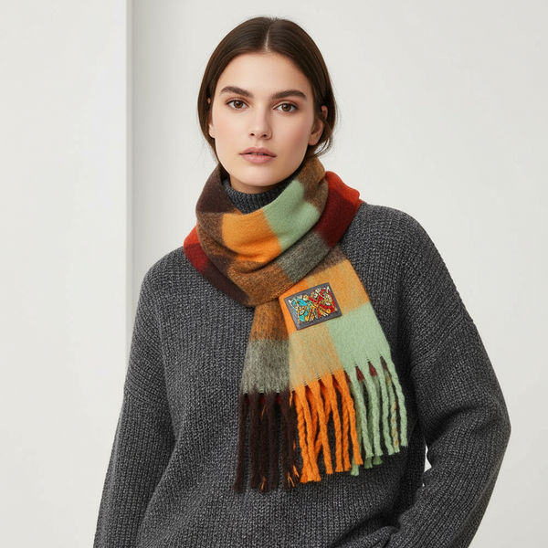 Check Scarf Rust & Mustard