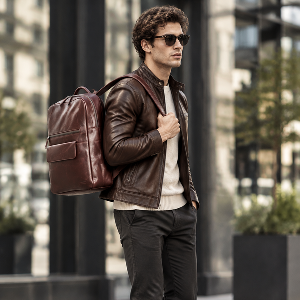 Premium Leather Backpack in Mocha by Zerimar 1942