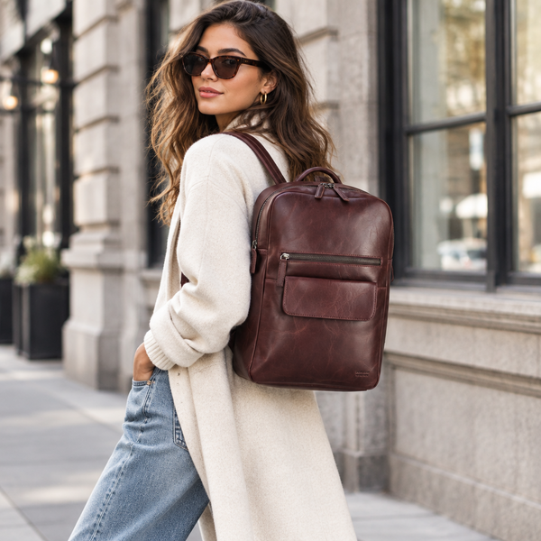 Premium Leather Backpack in Mocha by Zerimar 1942