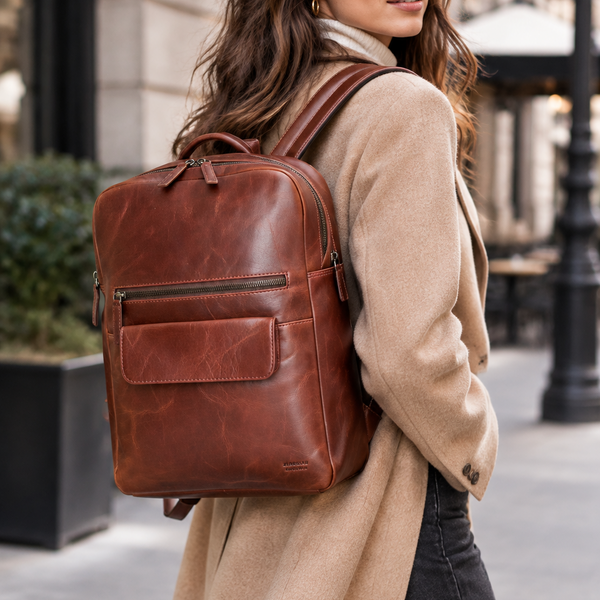 Premium Leather Backpack by Zerimar 1942