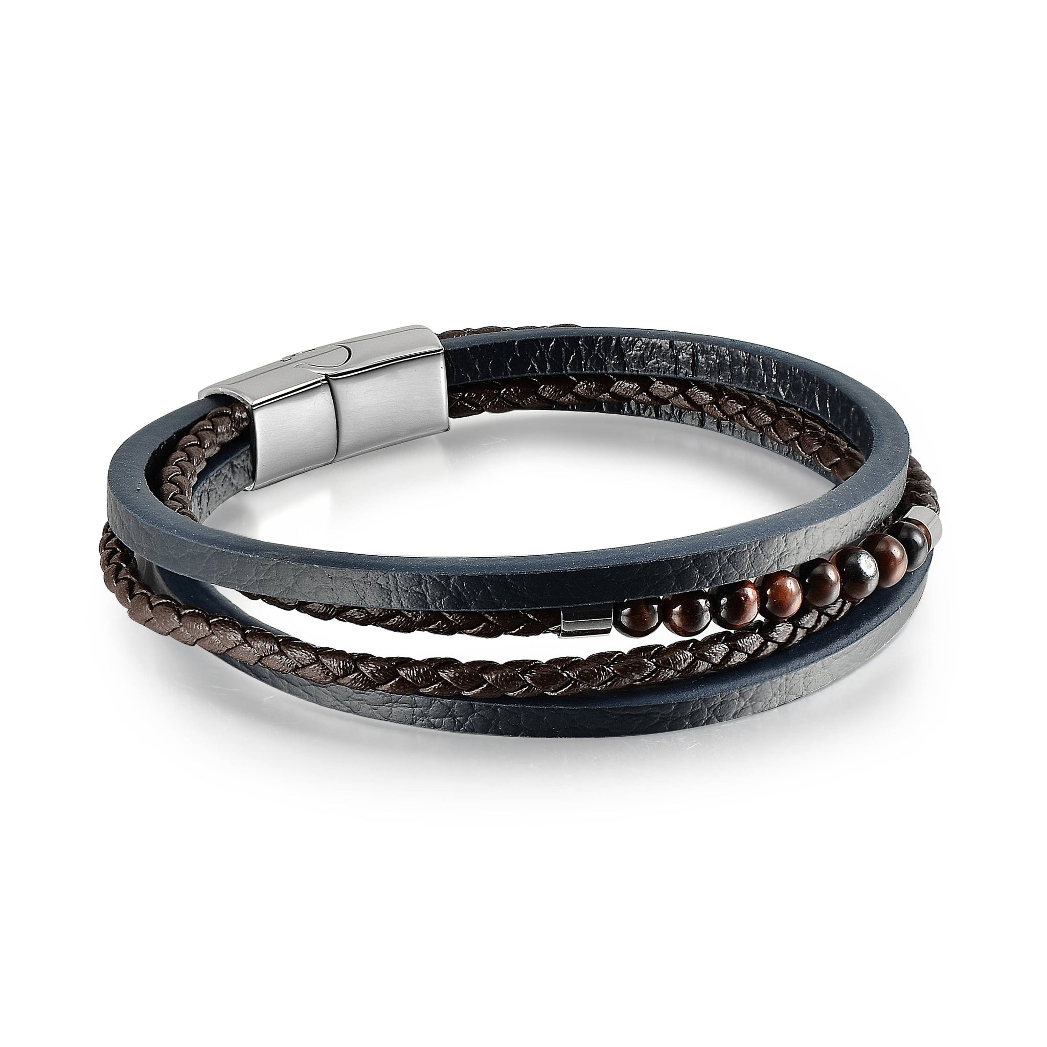 Men's bracelet Multi Strand Leather and Beaded Bracelet