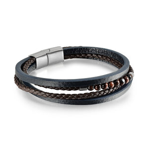 Men's bracelet Multi Strand Leather and Beaded Bracelet