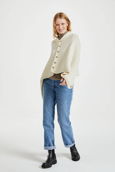 Glenbeigh Aran Cape - Cream by Aran Woolen Mills