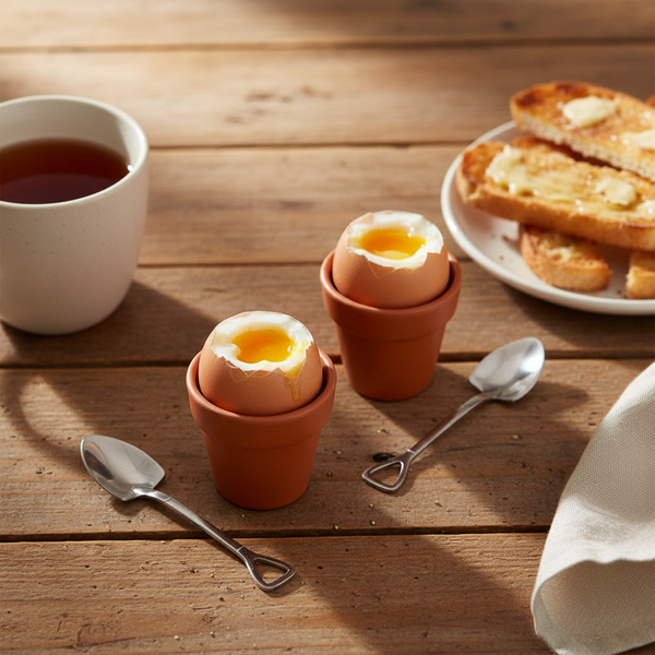 Plant Pot Egg Cup Set with Shovel Spoons