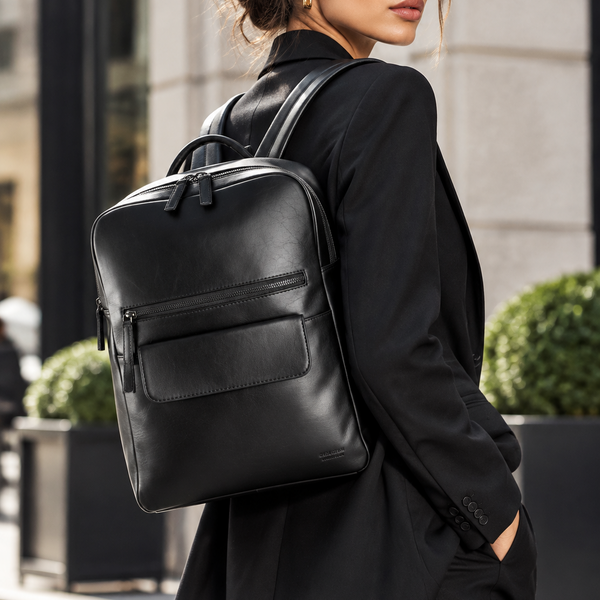 Premium Leather Backpack in Black by Zerimar 1942