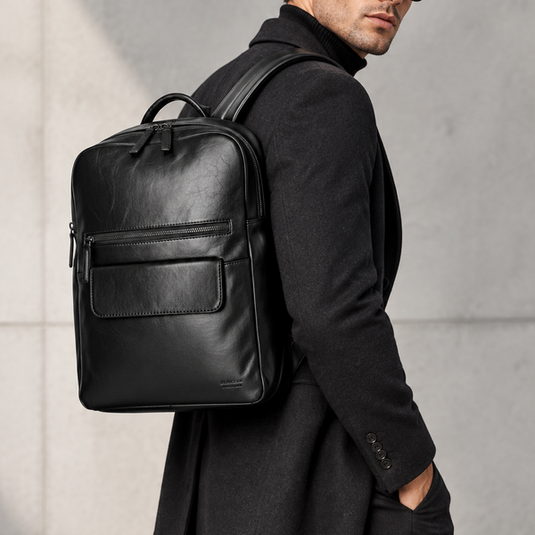 Premium Leather Backpack in Black by Zerimar 1942