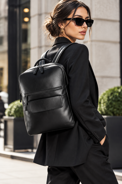 Premium Leather Backpack in Black by Zerimar 1942