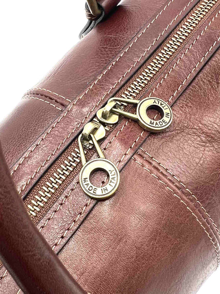 Genuine Leather Boston Satchel Handbag by Suie Valentini