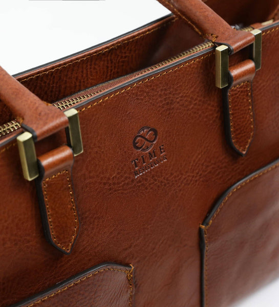 Womens Leather Handbag Shoulder Bag in Cognac - Camilla by Time Resistance