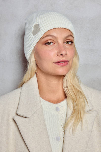 Love heart Beanie in Winter White, Blue or Grey