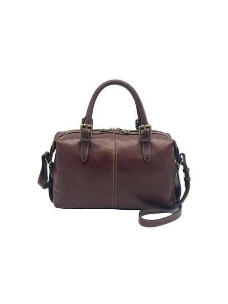 Genuine Leather Boston Satchel Handbag by Suie Valentini