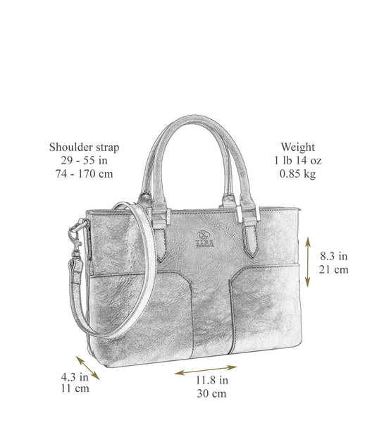 Womens Leather Handbag Shoulder Bag in Cognac - Camilla by Time Resistance