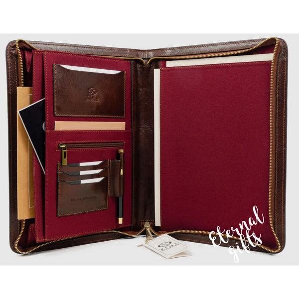 Leather A4 Documents Folder Organizer (Can hold your paper & digital devices) - Candide by Time Resistance