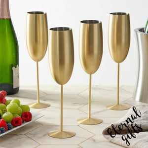 4 Matte Gold Champagne Flutes by Oak & Steel