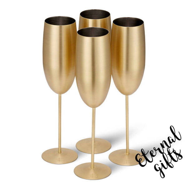 4 Matte Gold Champagne Flutes by Oak & Steel